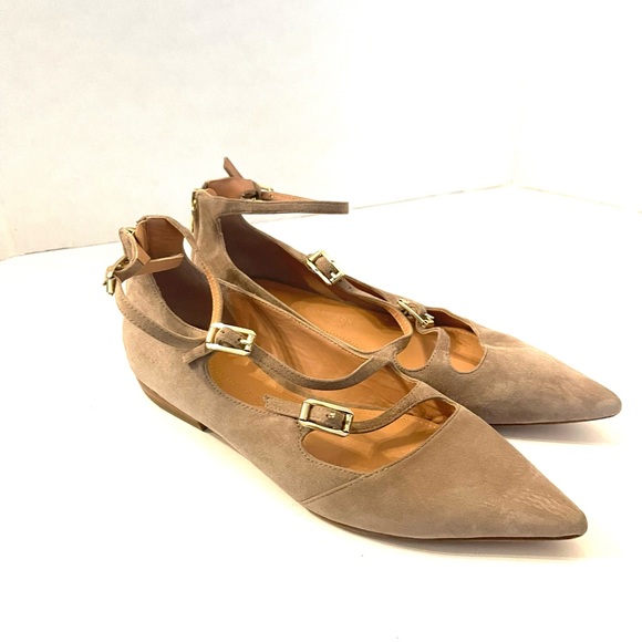 Sigerson Morrison | Pulie Pointy Suede Buckle Flat Blush - 7M Womens - Picture 5 of 14